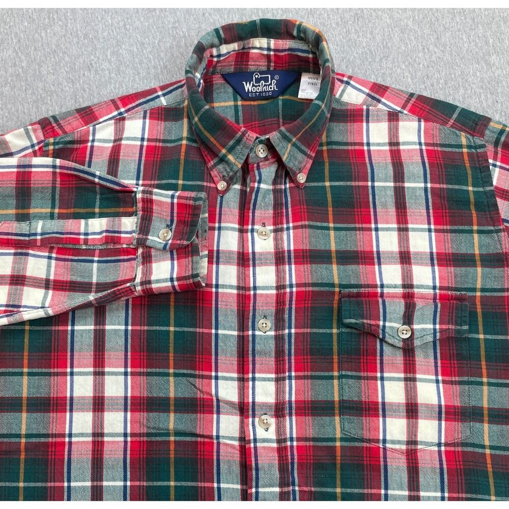 Woolrich Shirt Mens Medium Plaid 100% Cotton Long Sleeve Button Down
